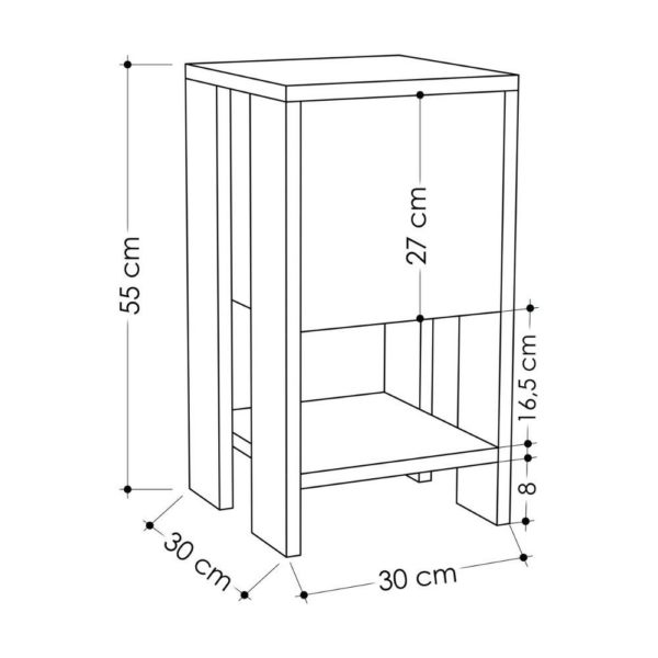 Comodino Ema rovere e antracite anta ribalta 30x30x55h - immagine 6