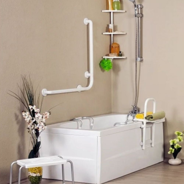 Corrimano angolare di sicurezza 78 x 55.5 cm per disabili colore bianco - immagine 4