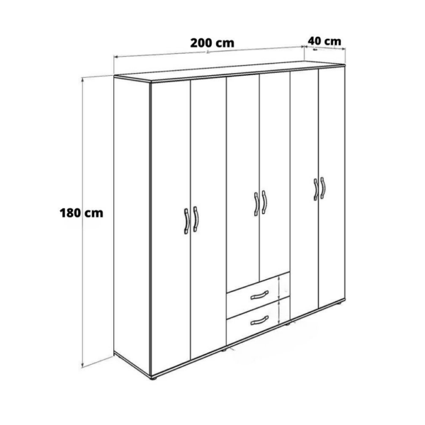 Armadio GRD4262023 bianco 6 ante e 2 cassetti - immagine 3