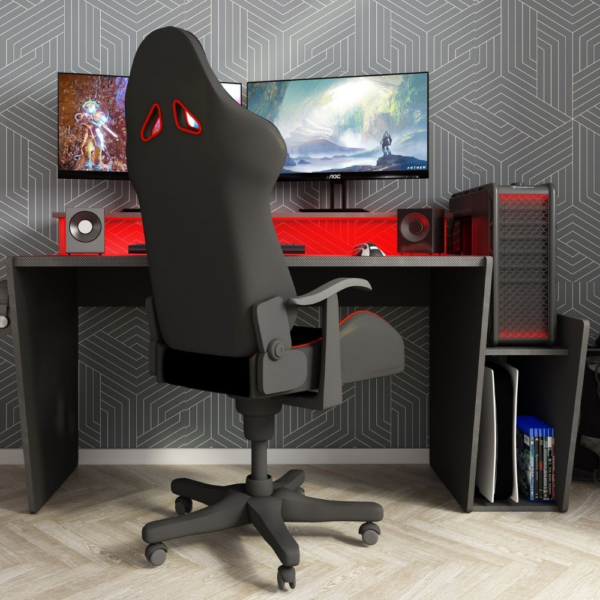 Scrivania game reversibile 5021 con luci led colore antracite - immagine 6