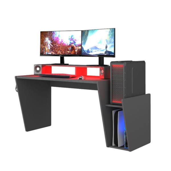 Scrivania game reversibile 5021 con luci led colore antracite - immagine 9