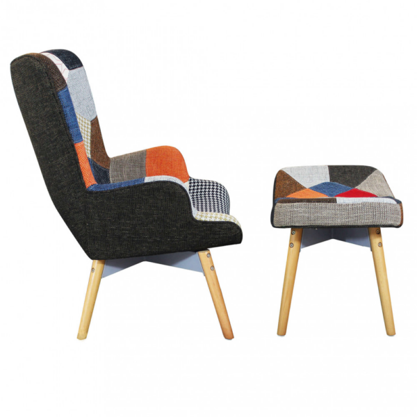 POLTRONA CON POGGIAPIEDI VERSAILLES PATCHWORK - immagine 2