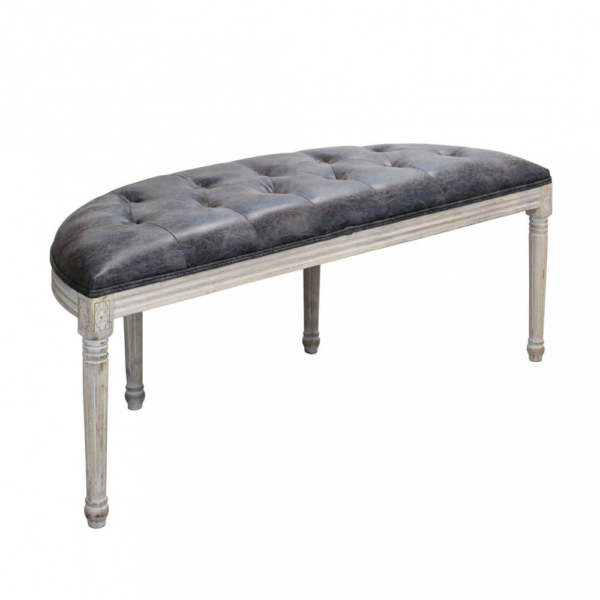 Set di 2 PANCA MARGI IN IN ECOPELLE VINTAGE GRIGIO - immagine 4