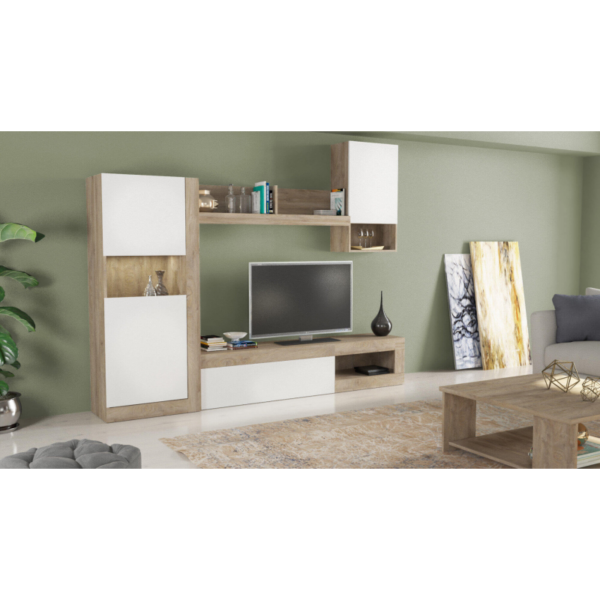 PARETE SOGGIORNO ROOMY BIANCO E ROVERE CHIARO - immagine 3