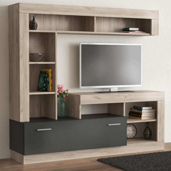 PARETE SOGGIORNO LEONARD ANTRACITE E OLMO - immagine 2