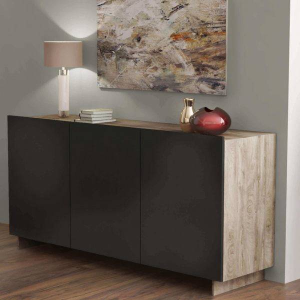 CREDENZA CARLILE ANTRACITE E ROVERE CHIARO - immagine 2