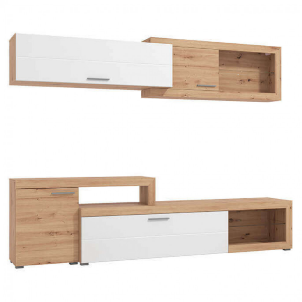 SOGGIORNO KANAS ROVERE ARTIGIANO E BIANCO LACCATO SUPER