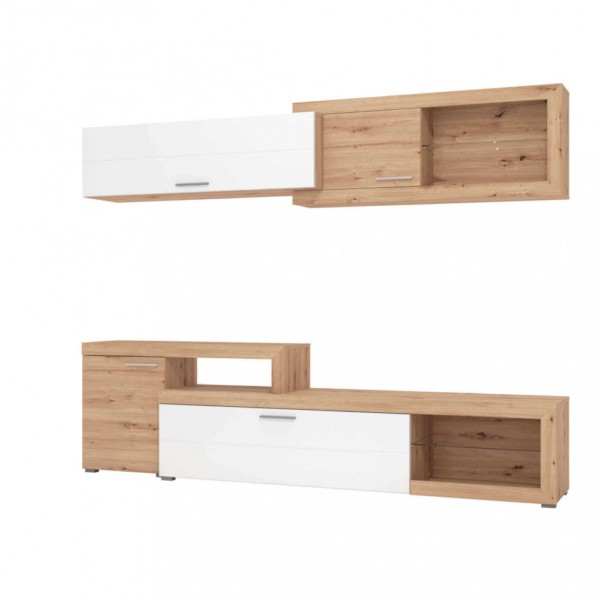 SOGGIORNO KANAS ROVERE ARTIGIANO E BIANCO LACCATO SUPER - immagine 5