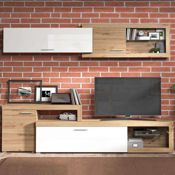 SOGGIORNO KANAS ROVERE ARTIGIANO E BIANCO LACCATO SUPER - immagine 8