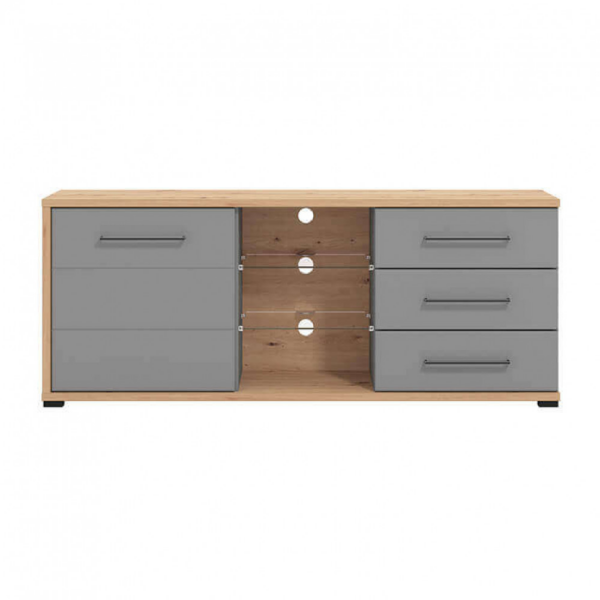 TV MENSOLA LISABON TV ROVERE ARTIGIANO E GRIGIO GRAFITE - immagine 2
