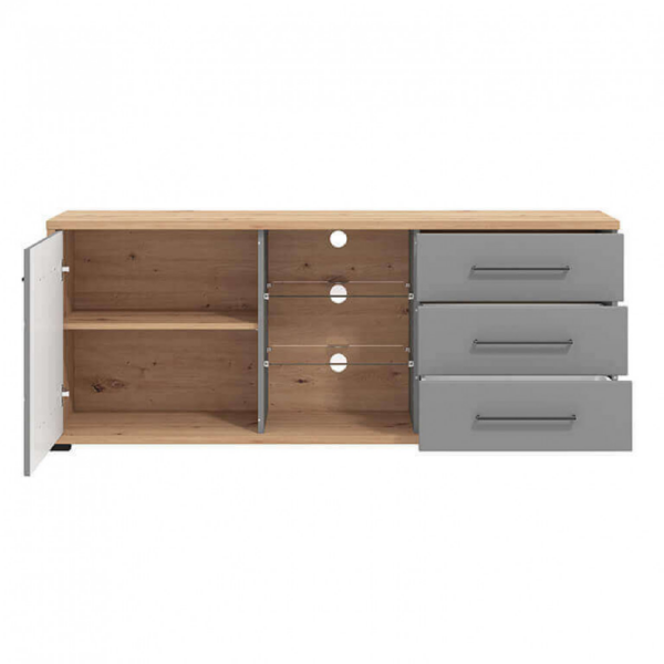 TV MENSOLA LISABON TV ROVERE ARTIGIANO E GRIGIO GRAFITE - immagine 3