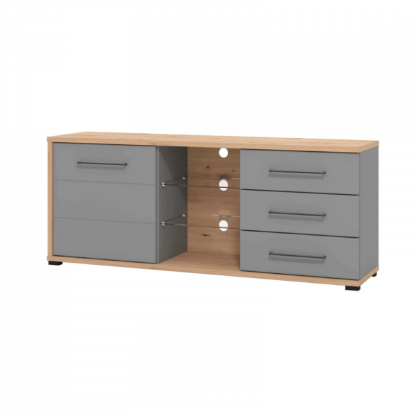 TV MENSOLA LISABON TV ROVERE ARTIGIANO E GRIGIO GRAFITE - immagine 4