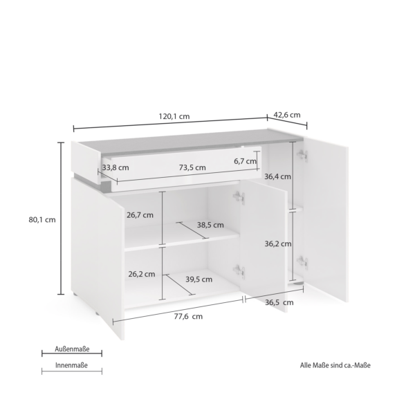 Sideboard BOB 3 ante con 1 cassetto made in Italy - immagine 3
