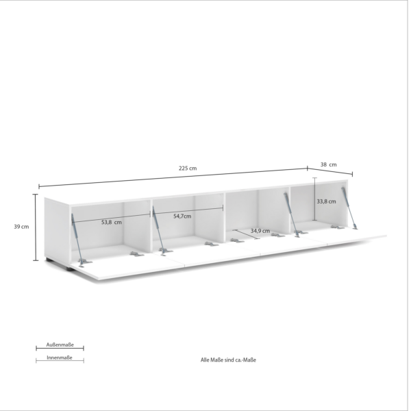 TV Lowboard con 4 ribalte MISTER GIORNO made in Italy - immagine 2
