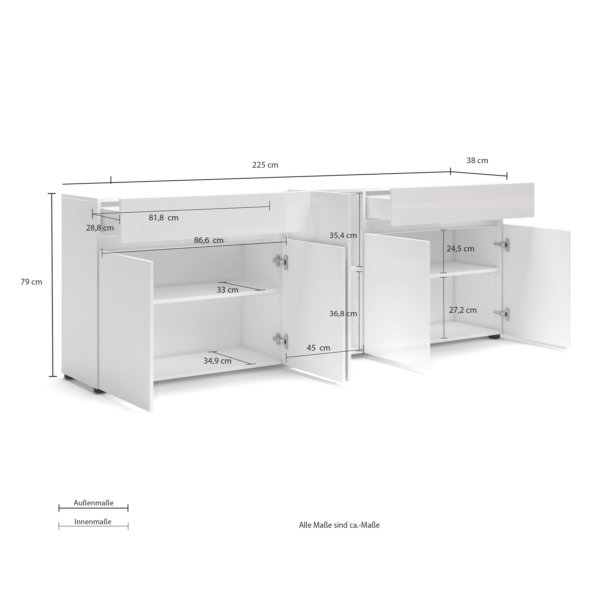 Sideboard a 5 ante con 2 cassetti MISTER GIORNO made in Italy - immagine 2