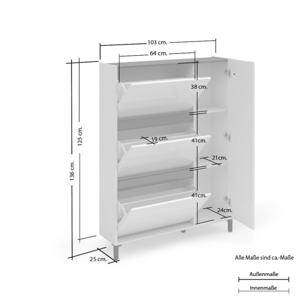 Scarpiera a 3 ribalte e 1 anta EASY made in Italy - immagine 2