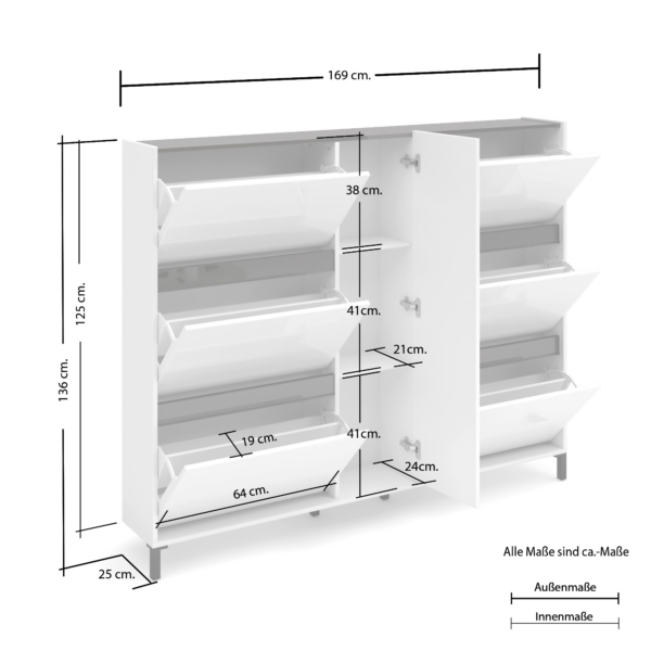 Scarpiera bassa 6 ribalte e 1 anta EASY made in Italy - immagine 2
