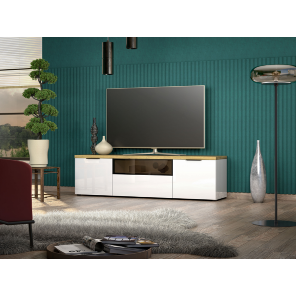 a tv on a stand in a room tv lowboard 180