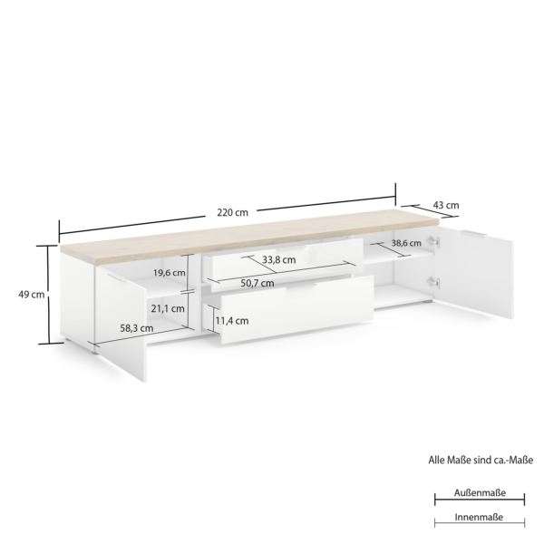 TV Lowboard 220 con 2cassetti e 2 ante IDEA 24 - immagine 5