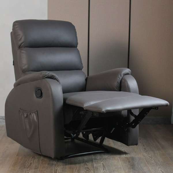 Poltrona relax Futura in nabuk grigio manuale 8 punti di massaggio - immagine 3