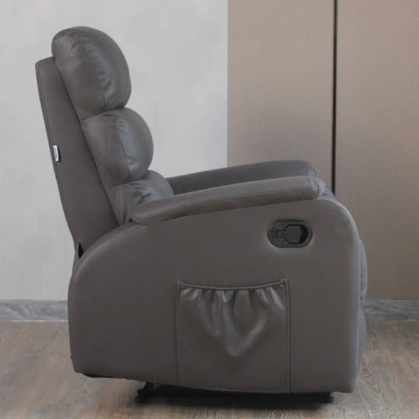 Poltrona relax Futura in nabuk grigio manuale 8 punti di massaggio - immagine 4