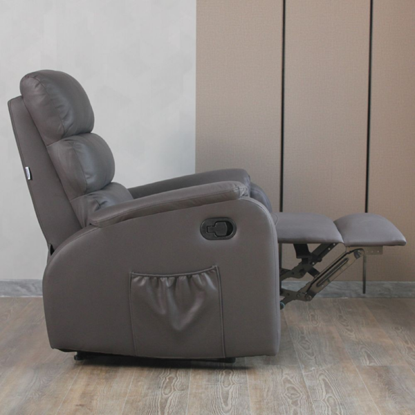 Poltrona relax Futura in nabuk grigio manuale 8 punti di massaggio - immagine 5