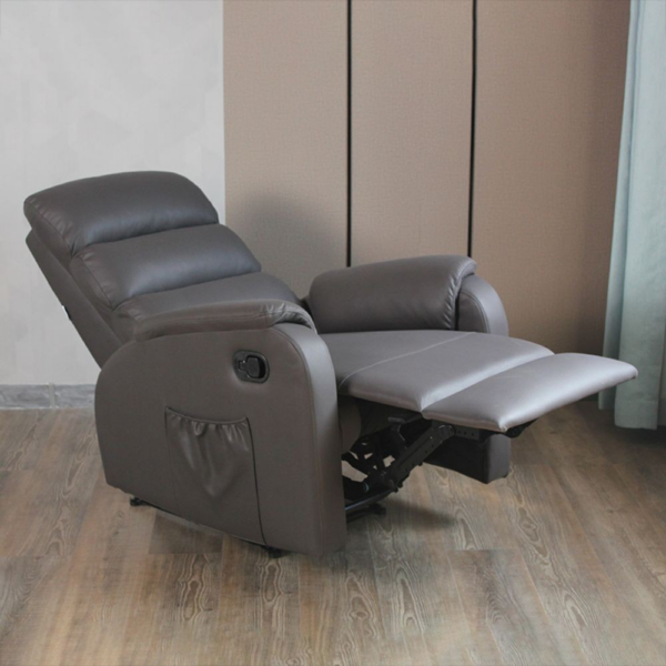 Poltrona relax Futura in nabuk grigio manuale 8 punti di massaggio - immagine 6