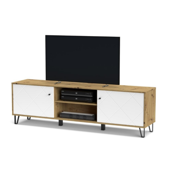 Porta TV Bollo 2 colore rovere e bianco - immagine 2