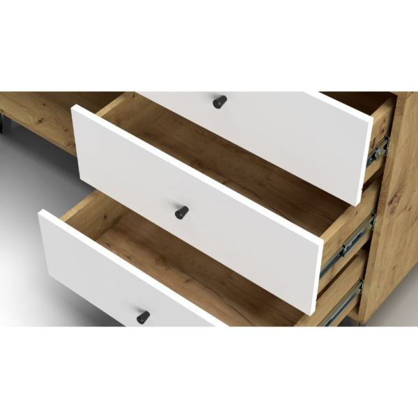 Credenza Bollo 5 con anta e 3 cassetti colore rovere e bianco - immagine 4