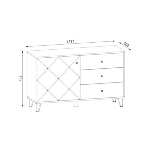 Credenza Bollo 5 con anta e 3 cassetti colore rovere e bianco - immagine 6