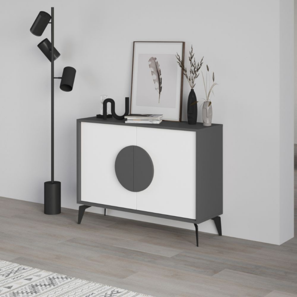 Madia Gora 110 cm struttura colore antracite con ante bianche - immagine 2