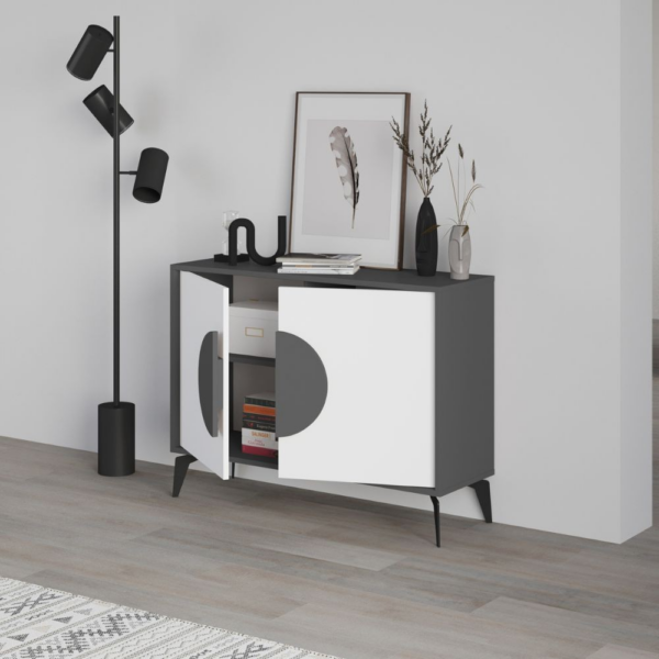 Madia Gora 110 cm struttura colore antracite con ante bianche - immagine 3