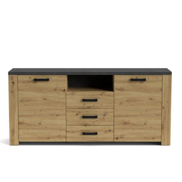 Credenza Follow 870 con 2 ante e 3 cassetti colore rovere e antracite - immagine 2