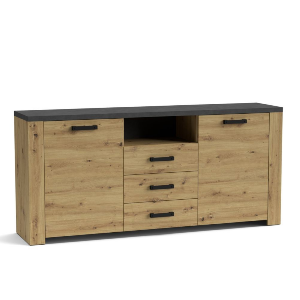 Credenza Follow 870 con 2 ante e 3 cassetti colore rovere e antracite - immagine 3