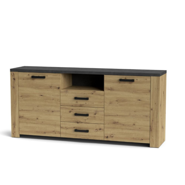 Credenza Follow 870 con 2 ante e 3 cassetti colore rovere e antracite - immagine 4