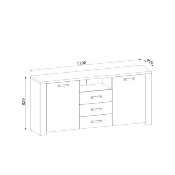 Credenza Follow 870 con 2 ante e 3 cassetti colore rovere e antracite - immagine 5