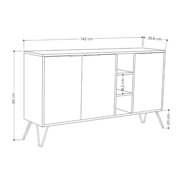 Madia Clara bianco 3 ante 142x35,5x83h - immagine 4