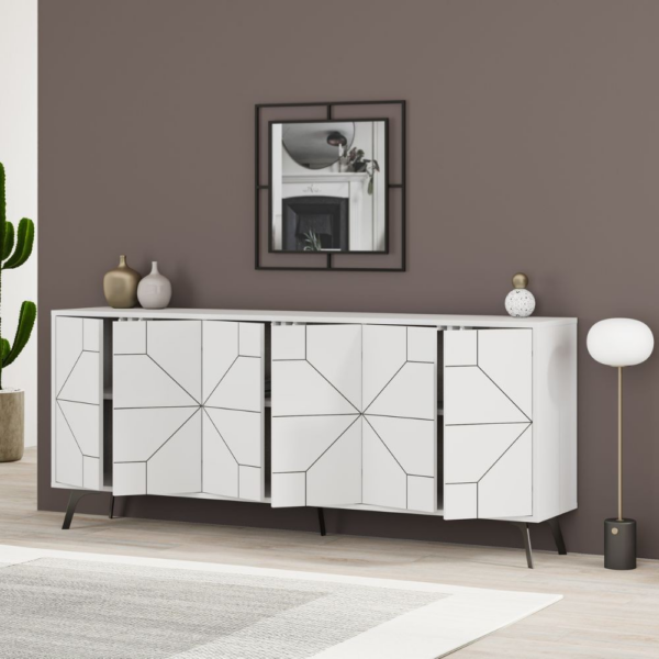 Madia 6 ante Dune 183 cm. colore bianco - immagine 3