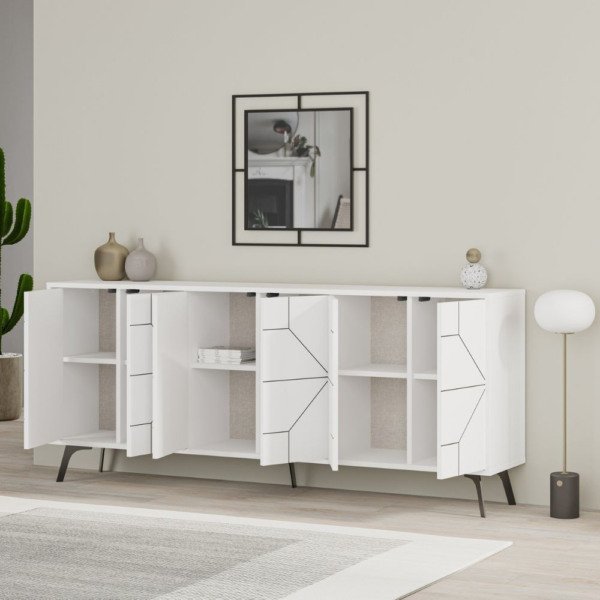Madia 6 ante Dune 183 cm. colore bianco - immagine 4