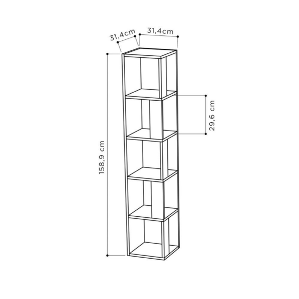 Libreria angolare Piano light mocha 5 ripiani 31,4x31,4x158,9 cm. - immagine 4