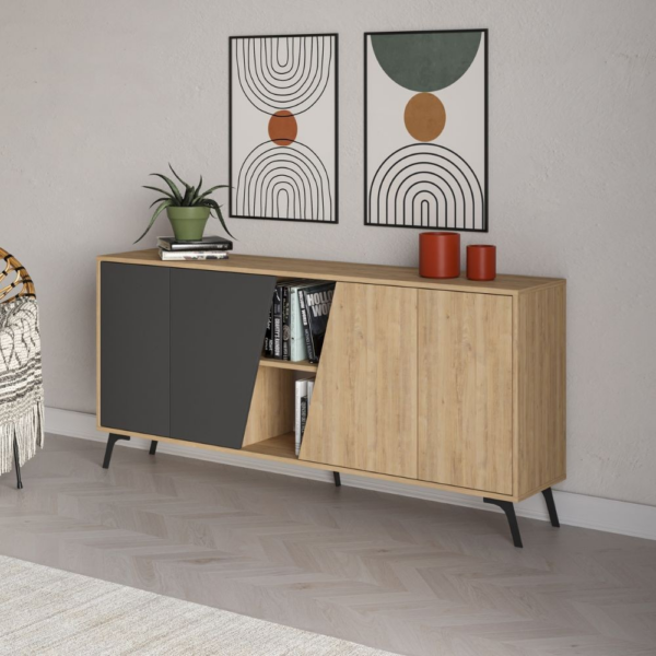 Madia Fiona 180 cm. con 2 ante rovere e due ante antracite - immagine 2