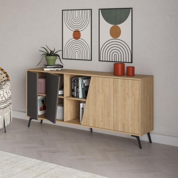 Madia Fiona 180 cm. con 2 ante rovere e due ante antracite - immagine 3