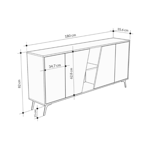 Madia Fiona 180 cm. con 2 ante rovere e due ante antracite - immagine 6