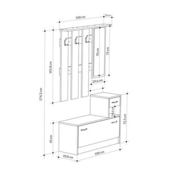 Mobile ingresso Rudolf bianco retro grey - immagine 6