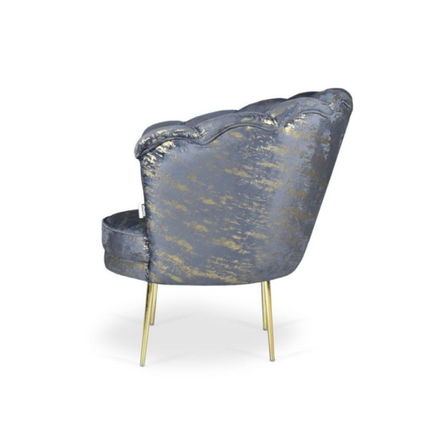 Poltrona Orel in velluto antracite con fantasia oro Arya Gold 29 bordo antracite e piedini oro - immagine 4