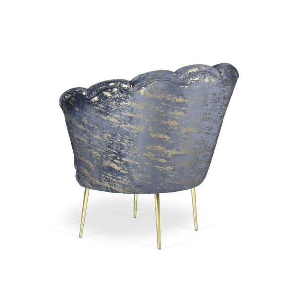 Poltrona Orel in velluto antracite con fantasia oro Arya Gold 29 bordo antracite e piedini oro - immagine 5