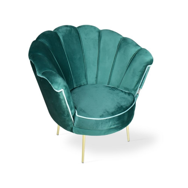Poltrona Orel in velluto verde scuro e piedini oro - immagine 2