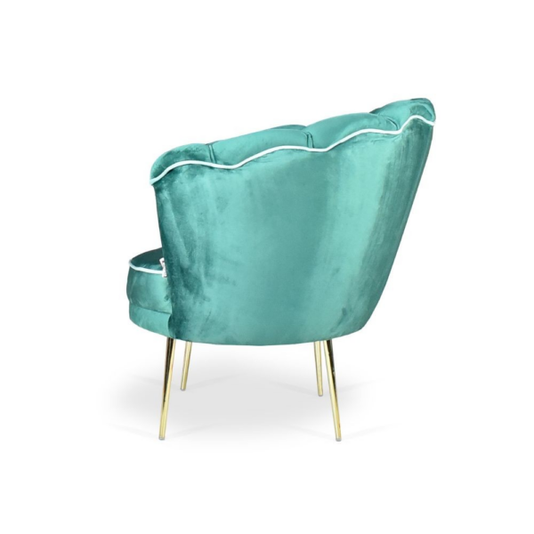 Poltrona Orel in velluto verde scuro e piedini oro - immagine 4
