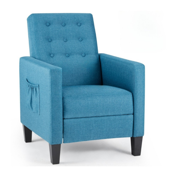 Poltrona Malea recliner 4 punti massaggianti in tessuto blu - immagine 2