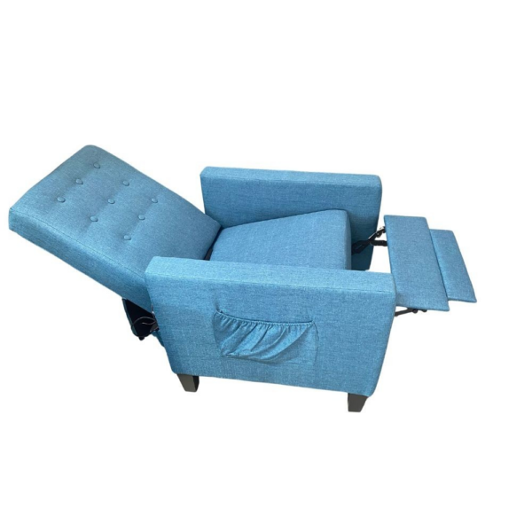 Poltrona Malea recliner 4 punti massaggianti in tessuto blu - immagine 4